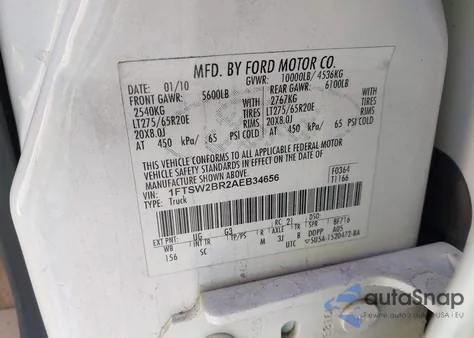 2010 Ford F-250 Cabela's/Harley-Davidson/King Ranch/Lariat/Xl/Xlt from USA, damaged, VIN 1FTSW2BR2AEB34656